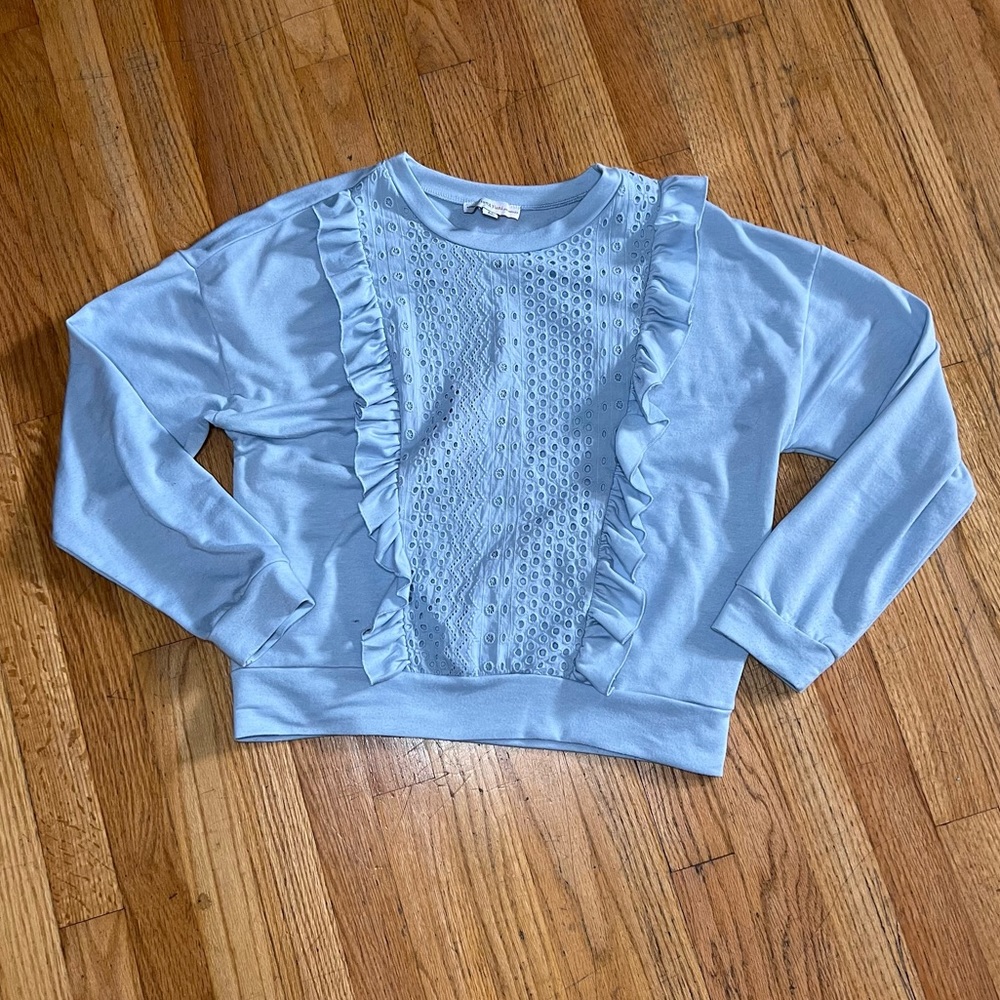 Light Blue Ruffle Shirt - Picture 1 of 5